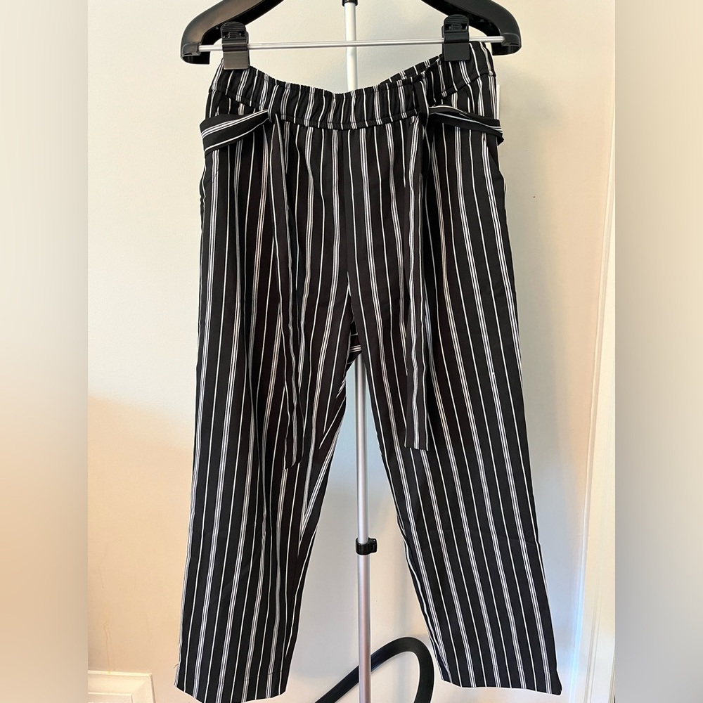 Black and White Striped Garment